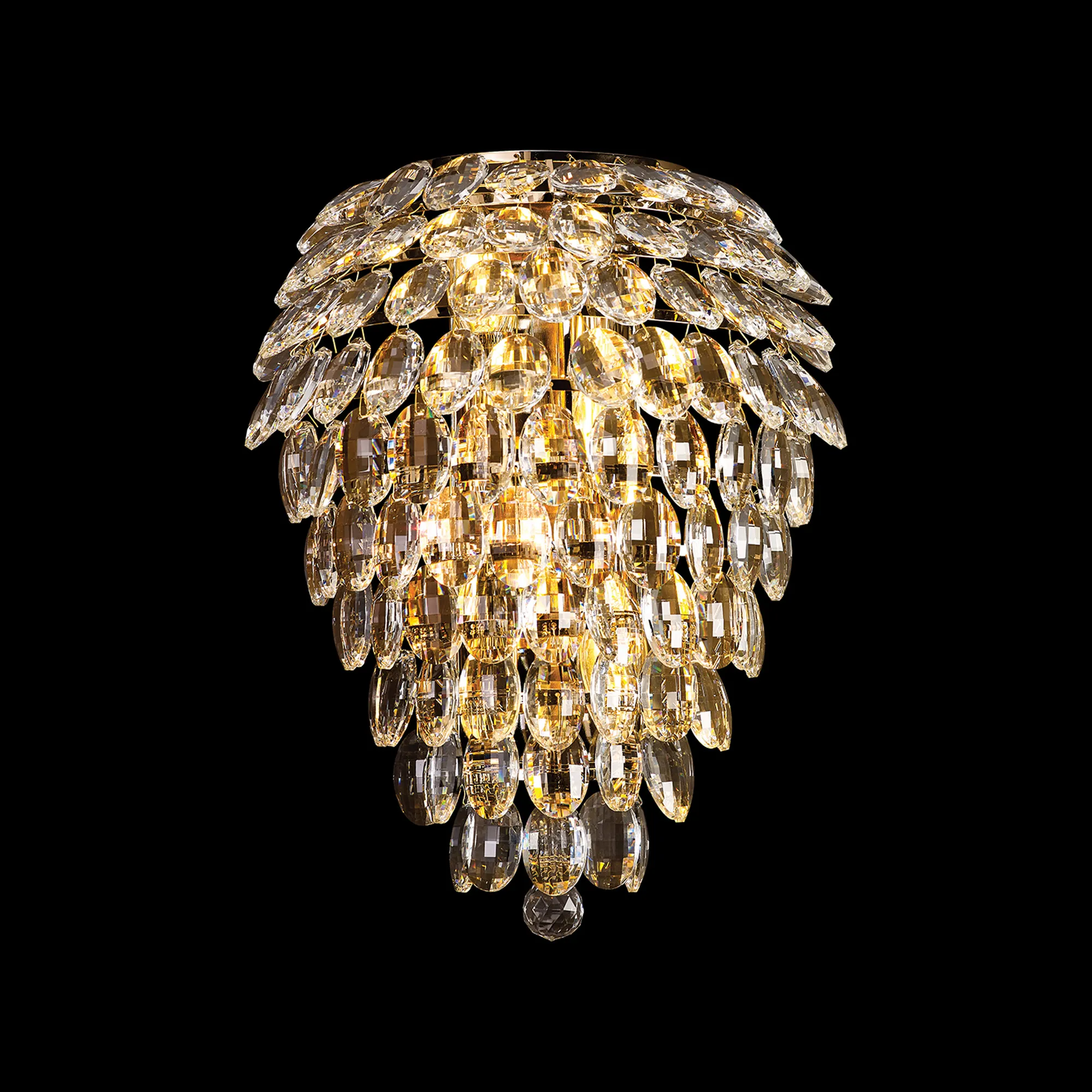 Coniston French Gold Crystal Wall Lights Diyas Flush Crystal Wall Lights